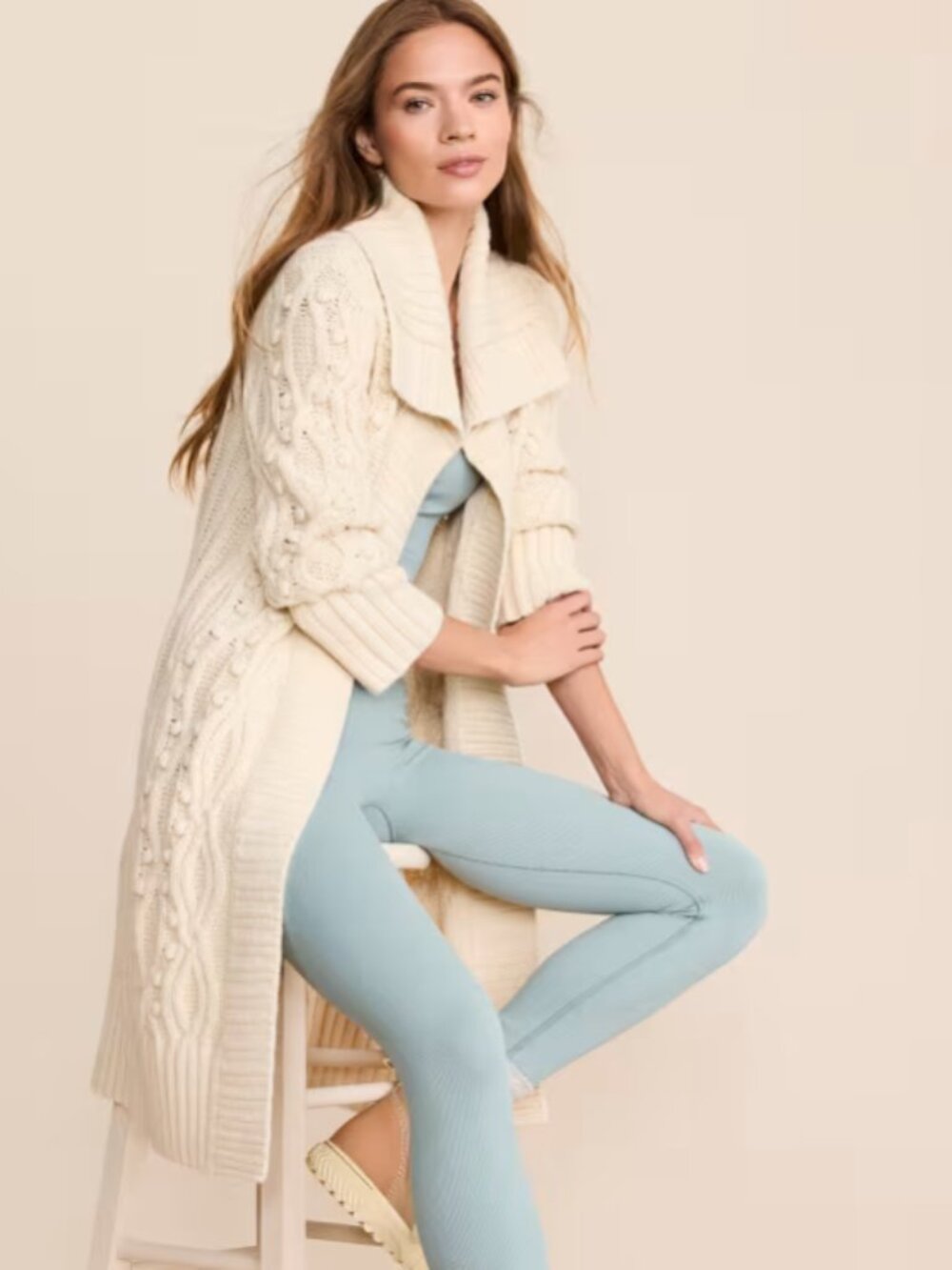 Lou & Grey Cable Maxi Open Cardigan - NWT